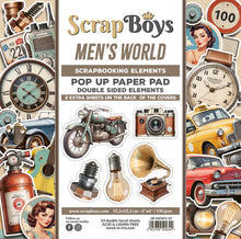 Load image into Gallery viewer, Men’s World 6x6” Fussy Cutting Pop Up Paper Pad ScrapBoys SB-MeWo-01