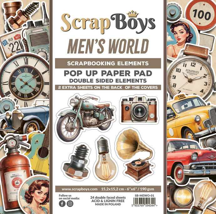 Men’s World 6x6” Fussy Cutting Pop Up Paper Pad ScrapBoys SB-MeWo-01