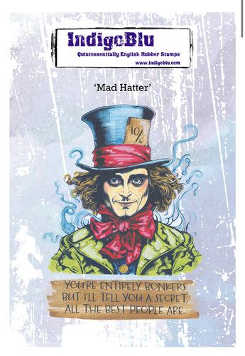 Mad Hatter A6 Alice Red Rubber Stamp Indigoblu