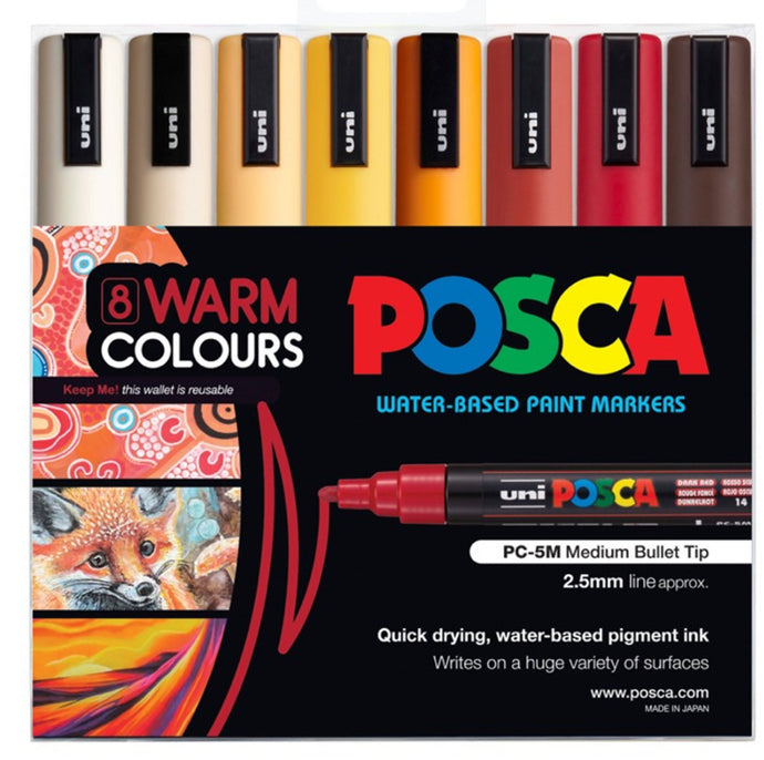 Posca Warm Colours Pack of 8  PC-5M PC5MWC8C