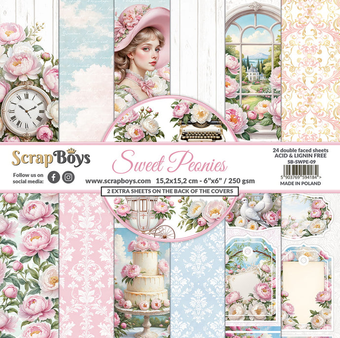 Sweet Peonies 6x6” Paper Pad ScrapBoys SB-SWPE-09