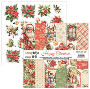 Happy Christmas 8x8” Paper Pad ScrapBoys SB-HACH-10