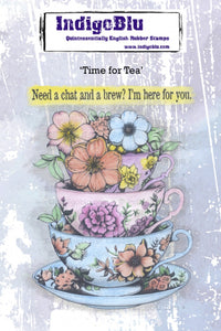 Time for Tea A6 Red Rubber Stamp IndigoBlu