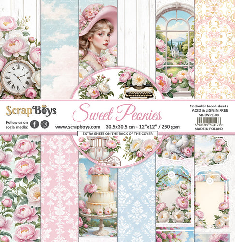 Sweet Peonies 12x12” Paper Pack ScrapBoys SB-SWPE-08