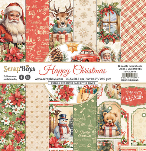 Happy Christmas 12x12” Paper Pack ScrapBoys SB-HACH-08