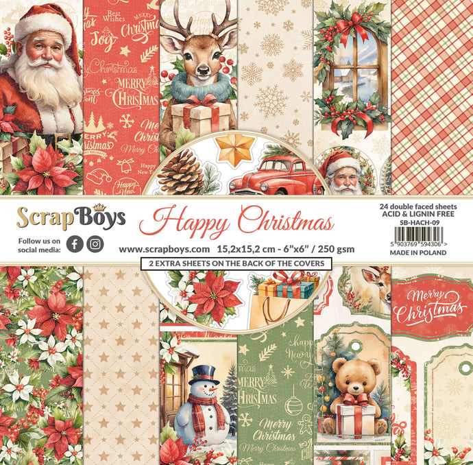 Happy Christmas 6x6” Paper Pad ScrapBoys SB-HACH-09