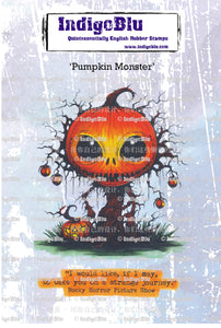 Pumpkin Monster A6 Red Rubber Stamp IndigoBlu
