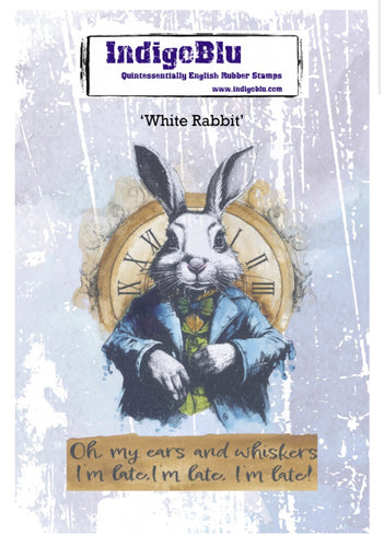 White Rabbit A6 Alice Red Rubber Stamp Indigoblu