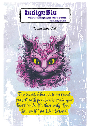Cheshire Cat A6 Alice Red Rubber Stamp Indigoblu