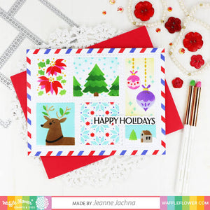 Postage Collage Christmas Stencil Set Waffle Flower 421425