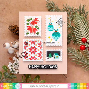 Postage Collage Christmas Stencil Set Waffle Flower 421425