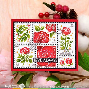 Postage Collage Rose Stencil Set Waffle Flower 421598