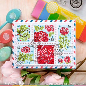 Postage Collage Rose Stencil Set Waffle Flower 421598