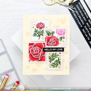 Postage Collage Rose Stencil Set Waffle Flower 421598