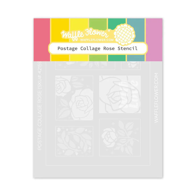 Postage Collage Rose Stencil Set Waffle Flower 421598