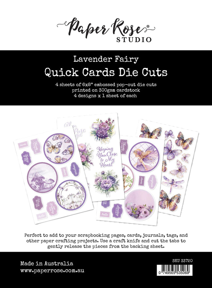 Lavender & Fairies 6x8” Quick Cards Die Cuts Paper Rose 33720