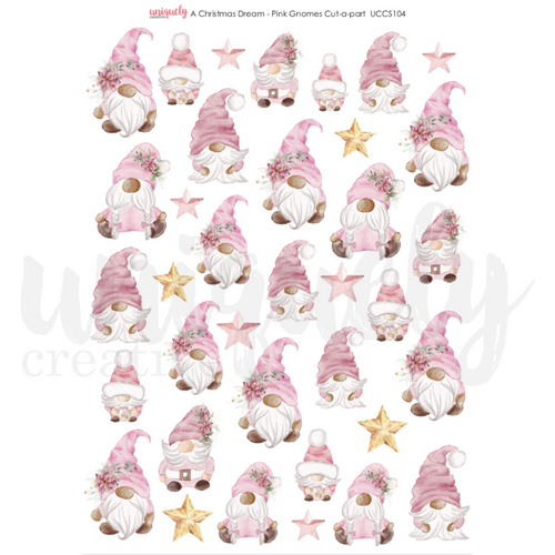 A Christmas Dream Pink Gnomes Cut a Part Sheet A4