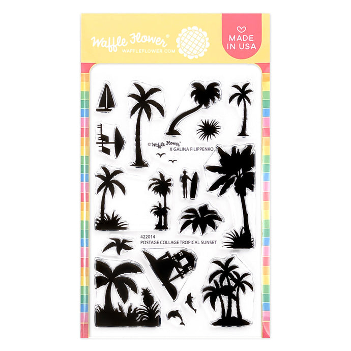 Postage Collage Tropical Sunset waffle flower 422014