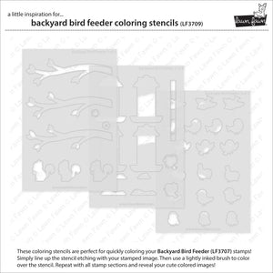 Backyard Bird Feeder Colouring Stencils Lawn Fawn LF3709