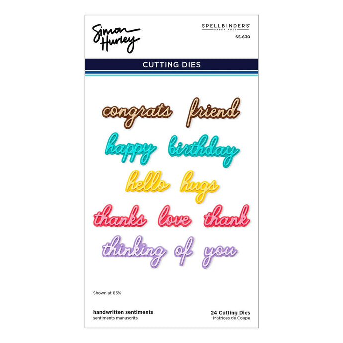 Handwritten Sentiments Cutting Dies Simon Hurley S5-630 Spellbinders