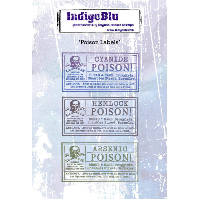 Poison Labels A6 Red Rubber Stamps IND1178 IndigoBlu