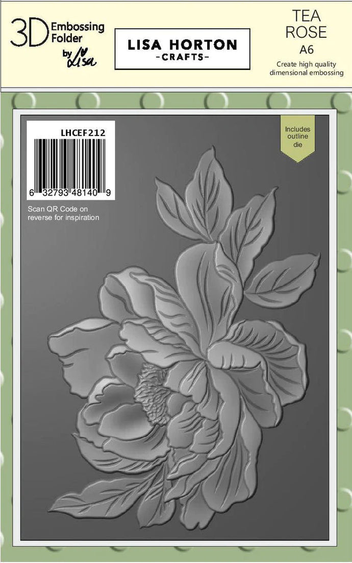 Tea Rose A6 3D Embossing Folder & Die LHCEF212 Lisa Horton