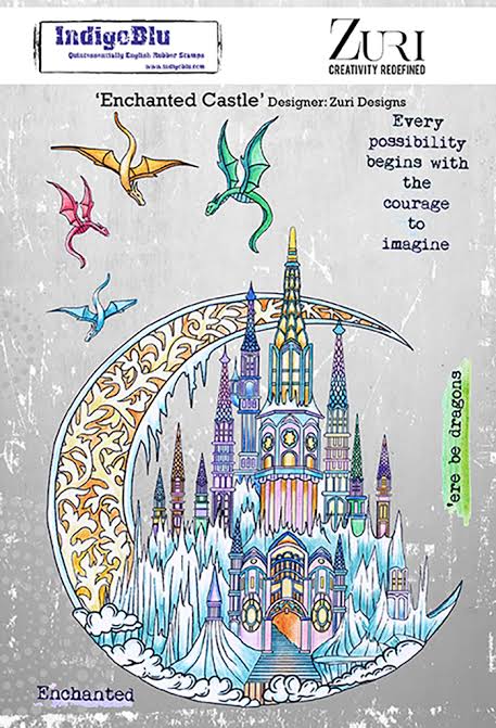 Enchanted Castle Zuri IndigoBlu A5 Red Rubber Stamp IND0850