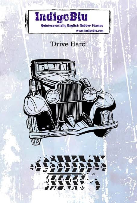 Drive Hard A6 Red Rubber Stamp IndigoBlu IND0393