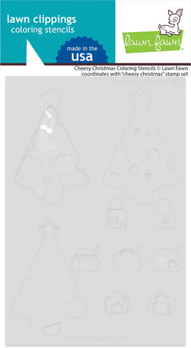 Cheesy Christmas Colouring Stencils Lawn Fawn LF3558