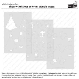 Cheesy Christmas Colouring Stencils Lawn Fawn LF3558