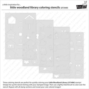 Little Woodland Library Colouring Stencils Lawn Fawn LF3560