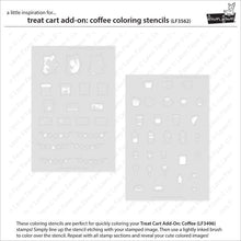 Load image into Gallery viewer, Treat Cart Add-On: Coffee Colouring Stencils LF3562