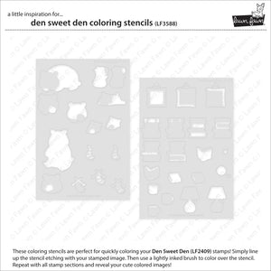 Den Sweet Den Colouring Stencils Lawn Fawn LF3588