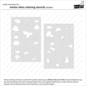 Winter Skies Colouring Stencils Lawn Fawn LF3591