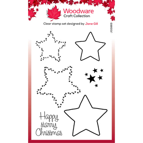 Paintable Shapes Stars 4x6” Clear Stamps Woodware JGS869
