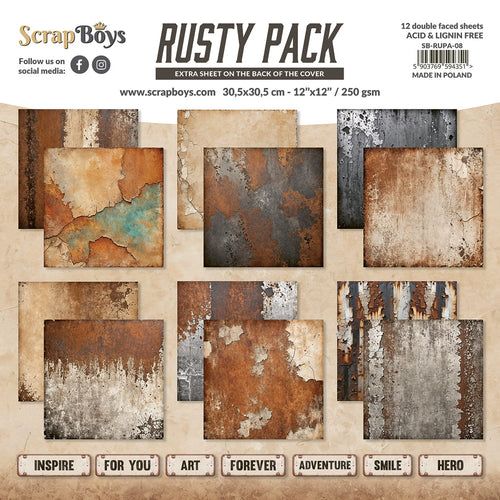 Rusty Pack 12x12” Scrapboys SP-RUPA-08