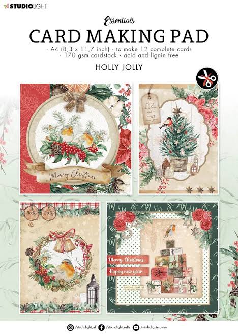 Holly Jolly A4 Card Making Pad StudioLight