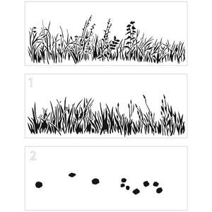 Layered Grasses Slimline Stencil TCW6030