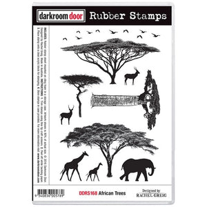 Hook Lines & Inkers Rubber Stamps Set of 7 Giraffe Porcupine Sign Post Fish