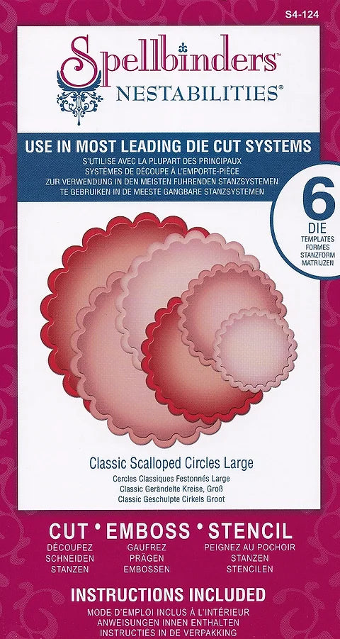 Classic Large Scalloped Circles Large Nested Dies S4-124 Spellbinders